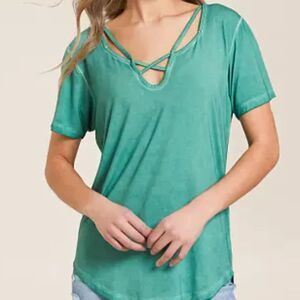 Buckle White Crow Women’s Green Short Sleeve Top Size M Soft Casual Tee